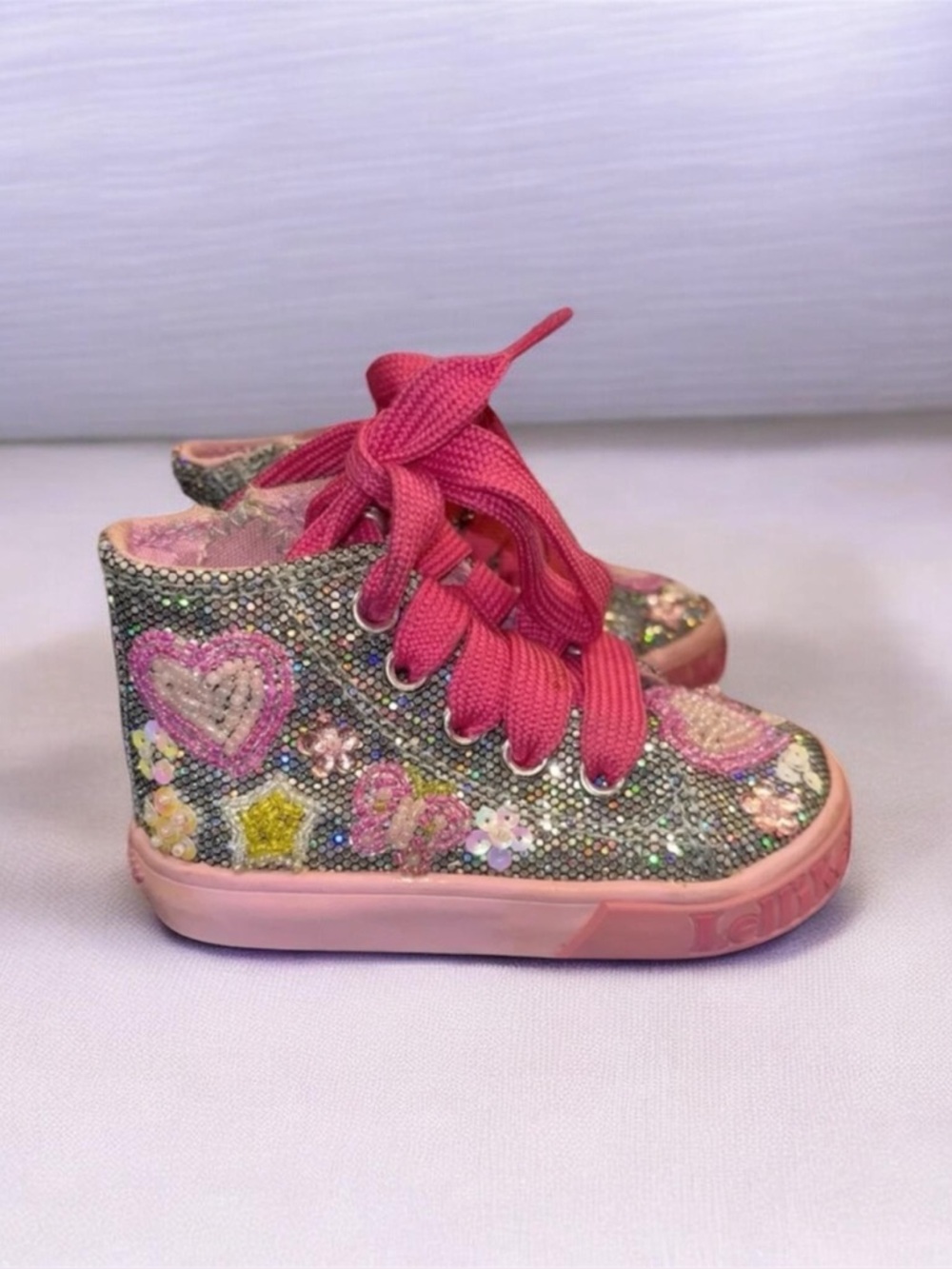 Lelli Kelli Shoes Sneakers Size 4 Toddler Sparkly Hearts Rainbows Butterfly